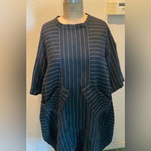Striped black and white women’s linen dress